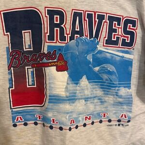 Vintage 1996 Atlanta Braves Logo 7 T-Shirt Mens Large Gray MLB Baseball 90s Tee